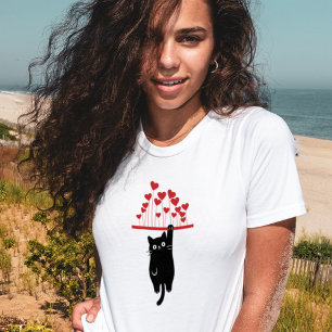 T-shirt Chat Noir Drôle qui se Pendre la Saint-Valentin
