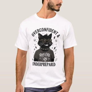 T-shirt Chat noir drôle trop sûr de lui et mal préparé