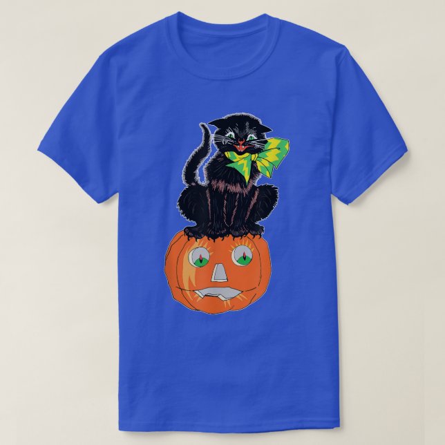 T-shirt Chat Noir Effrayant Assis Sur Un Jackolantern Sur  (Design devant)