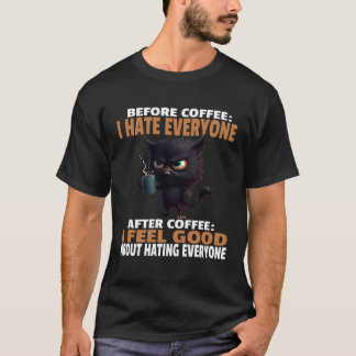T-shirt Chat Noir En Colère Boit Du Café Avant Le Café Je 