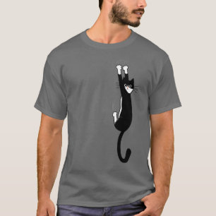 T-shirt Chat noir et blanc accroché  Drôle Tuxedo Cat