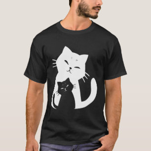 T-shirt Chat Noir Et Chat Blanc