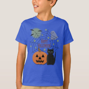 T-shirt Chat noir et Citrouille pas effrayant Halloween