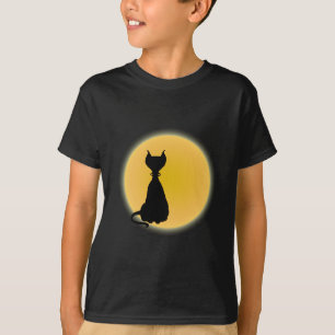 T-shirt Chat noir et lune jaune Halloween Art