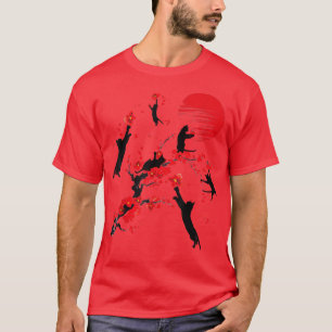 T-shirt Chat Noir Fleur de Cerisier Japonais Vintage G