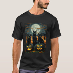 T-shirt Chat noir Halloween Amoureux de les chats Starry L