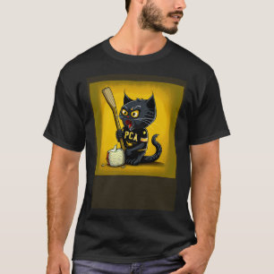 T-shirt Chat Noir Hockey Maïs En Épi