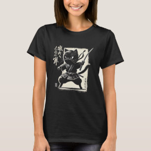 T-shirt Chat noir Japonais Samurai Guerrier Ninja Japon Ma