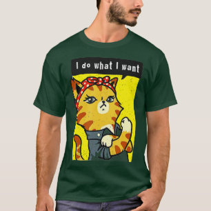 T-shirt chat noir Je fais ce que je veux avec mon chat drô