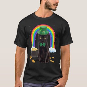 T-shirt Chat noir Jour de la Saint Patrick Leprechaun Cost