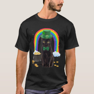 T-shirt Chat noir Jour de la Saint Patrick Leprechaun Cost
