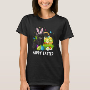 T-shirt Chat noir Joyeux Oeufs de lapin de Pâques Jour de 