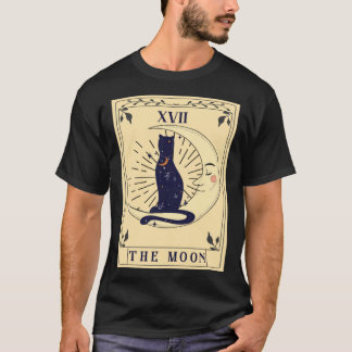 T-shirt Chat Noir La Lune Carte De Tarot Tarot Sorcellerie