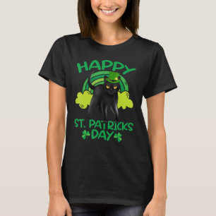 T-shirt Chat noir Leprechaun Shamrock St Patrick's Day Cha