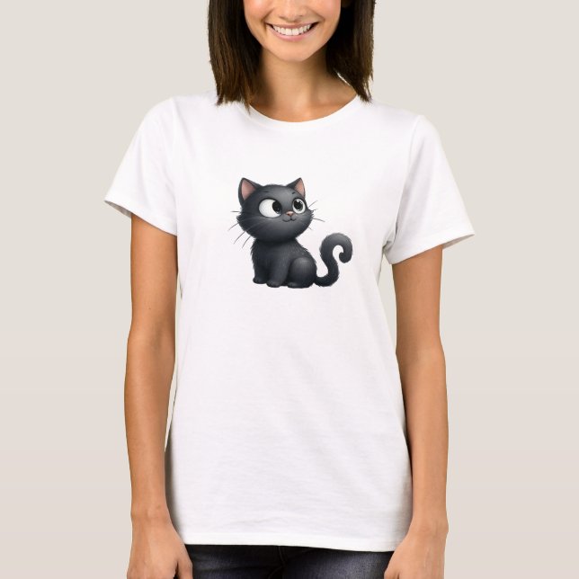 T-shirt Chat Noir mignon (Devant)