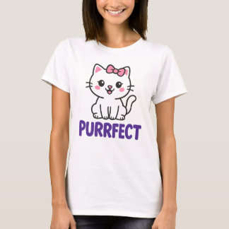 T-shirt Chat noir mignon en Robe rose - PURRFECT