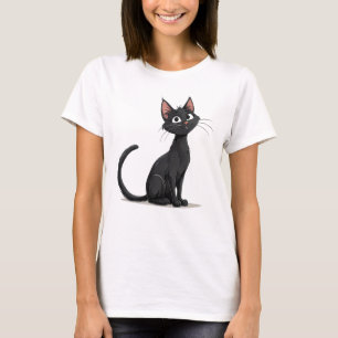T-shirt Chat noir mignon exprimant l'amitié