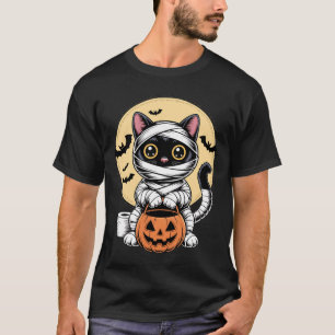T-shirt Chat Noir Momie Hommes Femmes Enfants Halloween Dr