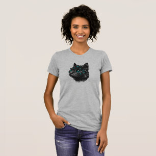 T-shirt Chat noir mystique aux yeux bleus métissants
