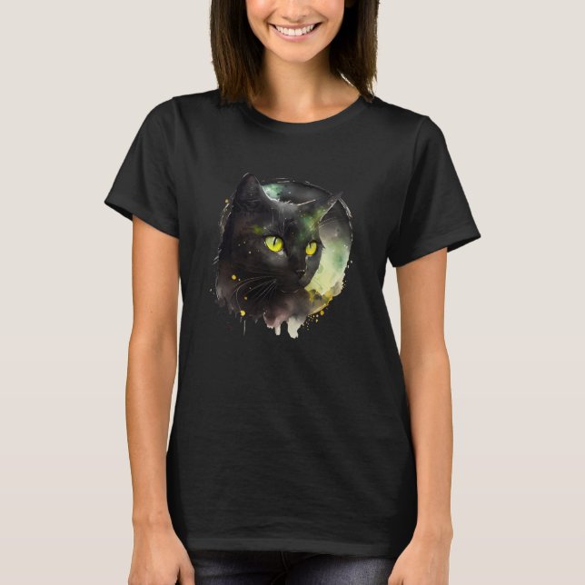 T-shirt Chat Noir Mystique Sous Pleine lune - Halloween De (Devant)