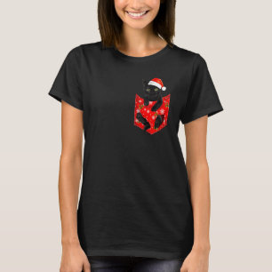 T-shirt Chat Noir Noël Pocket Pour Chat Noir