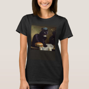 T-shirt Chat Noir Pensant Hamburger
