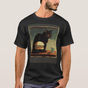 T-shirt Chat Noir Pensant Hamburger