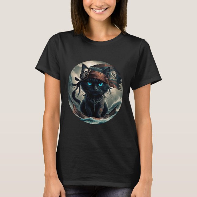 T-shirt Chat noir pirate (Devant)