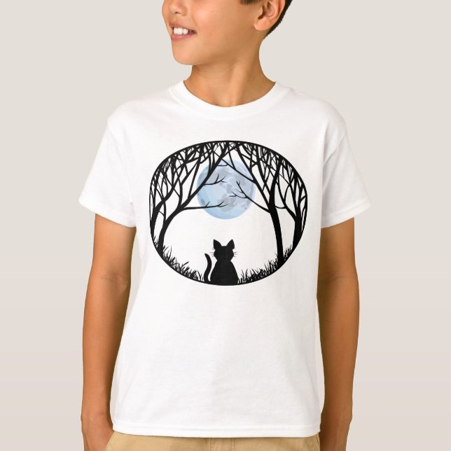 T-shirt Chat Noir pour enfant Chat Éffrayant Chat  (Devant)