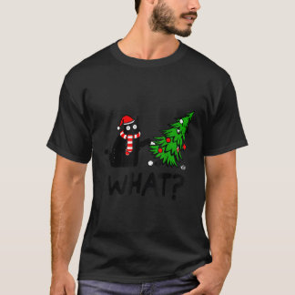 T-shirt Chat Noir Poussant Arbre Sur Chat W