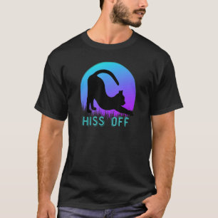 T-shirt Chat Noir Sifflement Meow Rétro Style Coucher de S