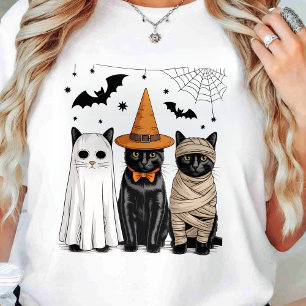 T-shirt Chat noir Sorcière Citrouille d'Halloween effrayan