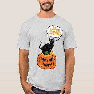 T-shirt chat noir sur citrouille, Halloween