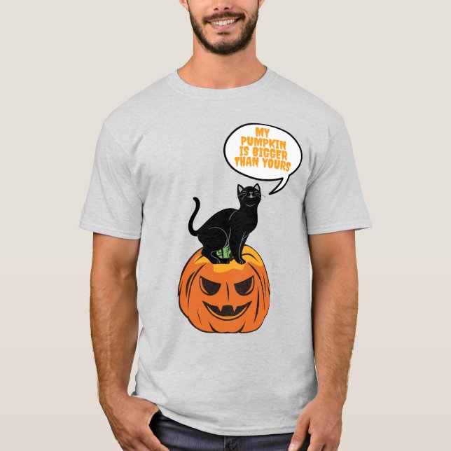 T-shirt chat noir sur citrouille, Halloween (Devant)
