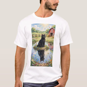 T-Shirt Chat Noir sur la Flaque