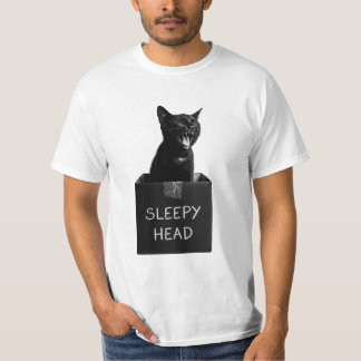 T-shirt Chat noir tête couchée