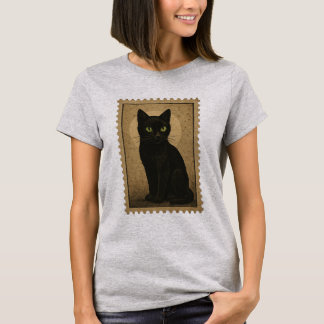 T-shirt Chat noir - Timbre d'Halloween Vintage