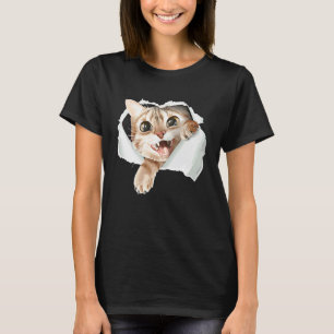 T-shirt Chat Noir Tissu Déchiré Pour Chat Papa Chat Maman