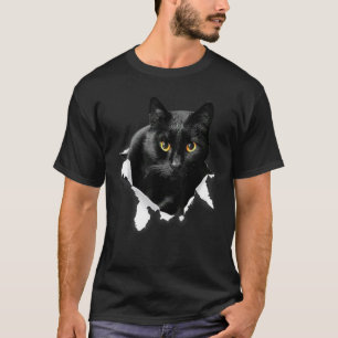 T-shirt Chat Noir Tissu Déchiré Pour Chat Papa Chat Maman