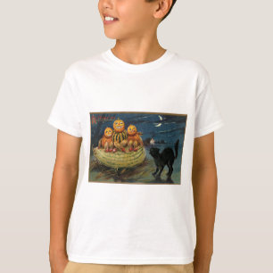 T-shirt Chat noir vintage Halloween Citrouille