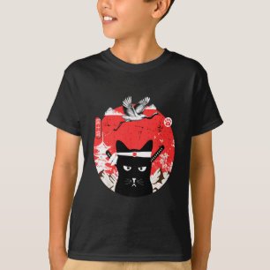 T-shirt Chat noir vintage japonais Samurai