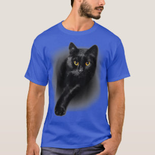 T-shirt Chat noir Yellow Eyes Chats Cadeaux Tee - shirts
