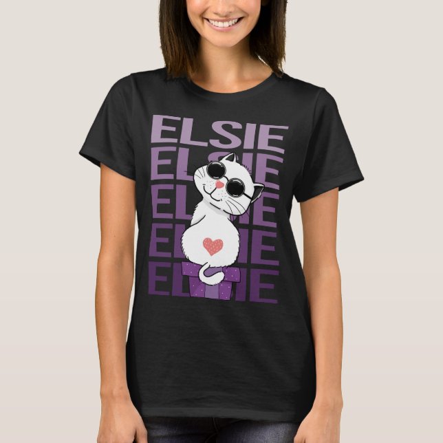 T-shirt Chat - Nom Elsie (Devant)