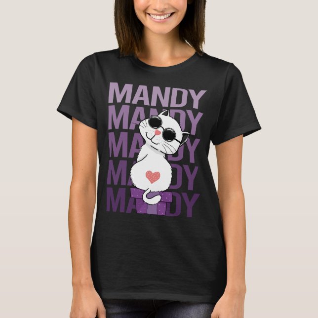 T-shirt Chat - Nom Mandy (Devant)