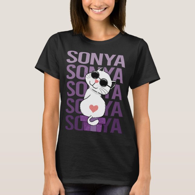 T-shirt Chat - Nom Sonya (Devant)