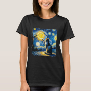 T-shirt Chat Nuit Étoilée Van Gogh Chat Pour Amoureux des