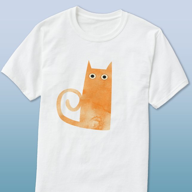 T-shirt Chat orange amusant (Orange ginger watercolor cat fun t-shirt)