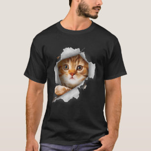 T-shirt Chat orange chat chat déchiré tissu chaton