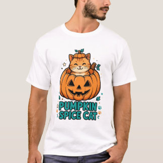 T-shirt Chat orange d'Halloween au Curry de Citrouille Cha
