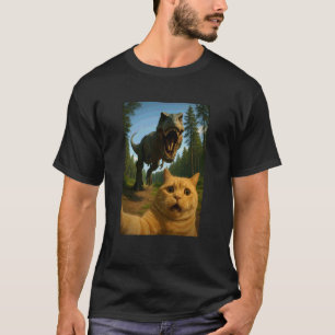 T-shirt Chat orange drôle de selfie dinosaure Trex amoureu